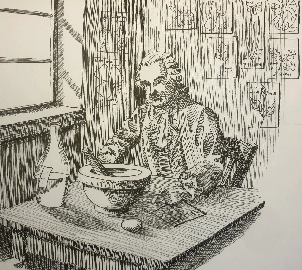 Gelehrter des 18. Jahrhundrts am Schreibtisch