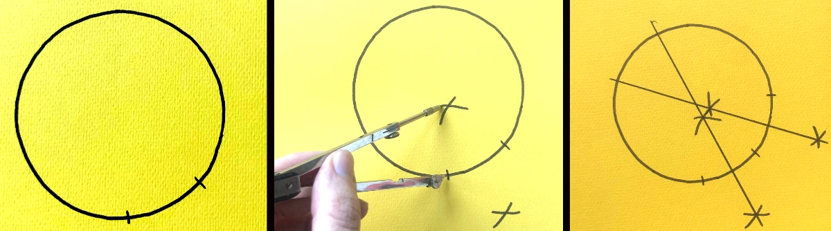 Mittelpunkt bestimmen mit Zirkel